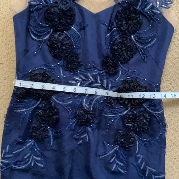 Marchesa Notte Navy MIDI dress *flaws* - Picture 11 of 14